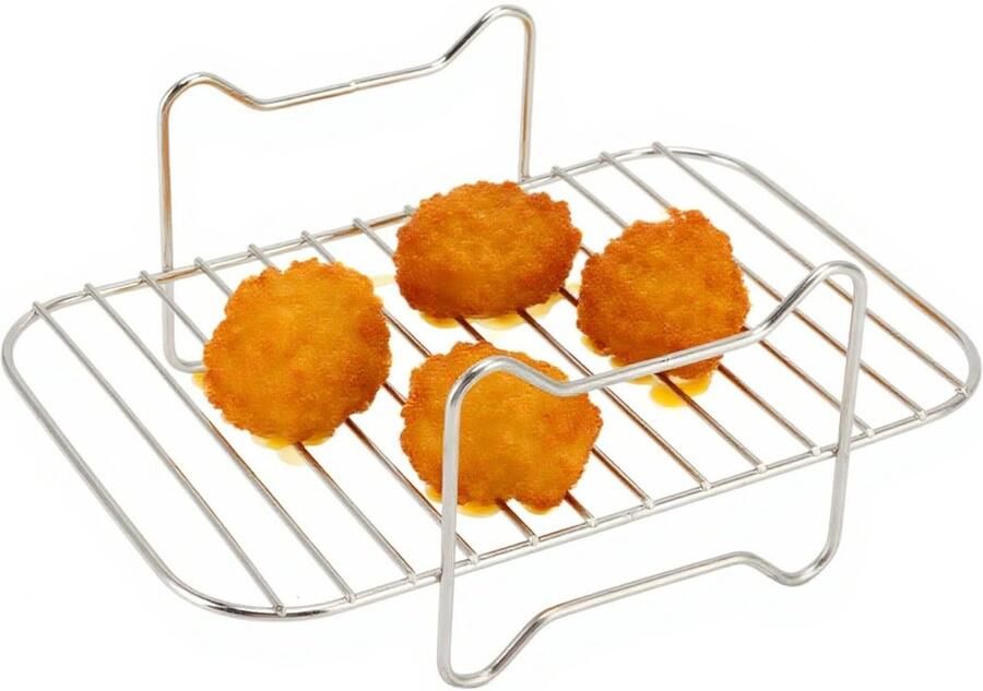 ZEYNOMAX- Luchtfriteuse Friteuserek Roestvrij Staal Multifunctioneel Koken Bakken Grillrek Geschikt voor Ninja DZ201 401 20x13.7x8cm Frituuraccessoires