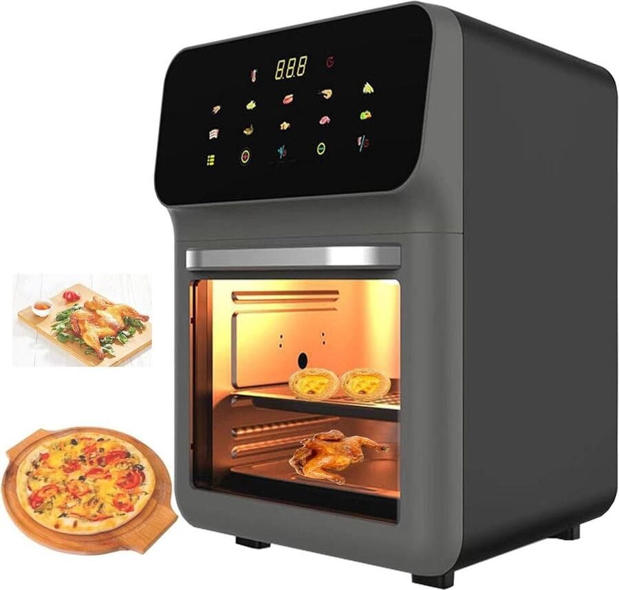 Zichtbare Heteluchtfriteuse Grote Airfryer Snel Bakken Binnenverlichting 15 Liter Capaciteit Zwart