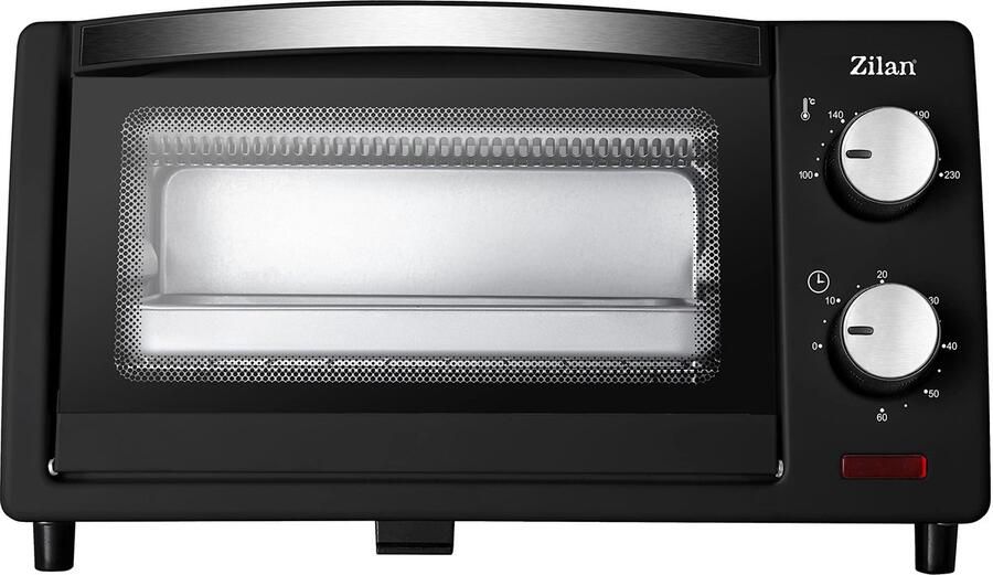 Zilan elektrische oven 9 l dubbel veiligheidsglas timer 2-delig kwartsweerstand kruimelplaat 1 vierkante plaat ShopVlot
