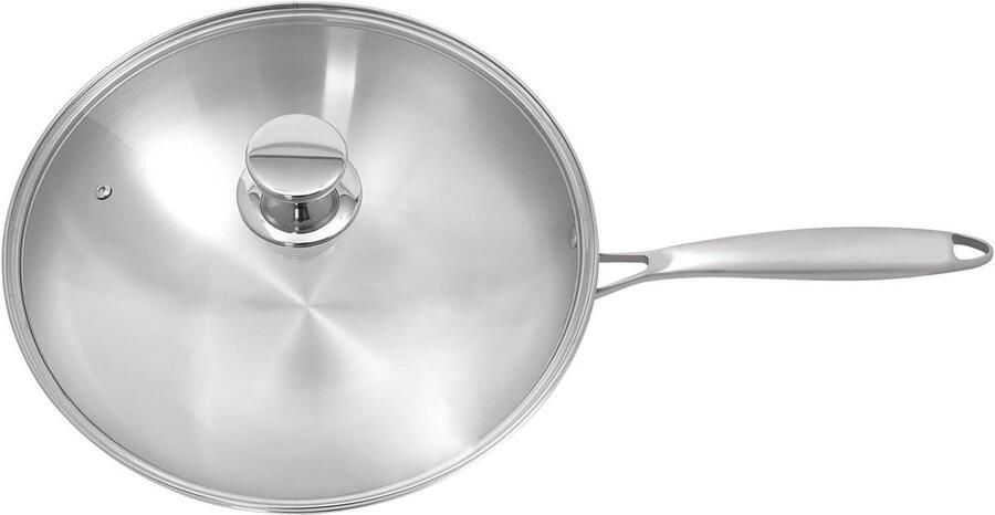 Zilverkleurige braadpan Grote kookpan Maaltijden bereiden Tri-ply roestvrij staal 30 cm diameter Zilver