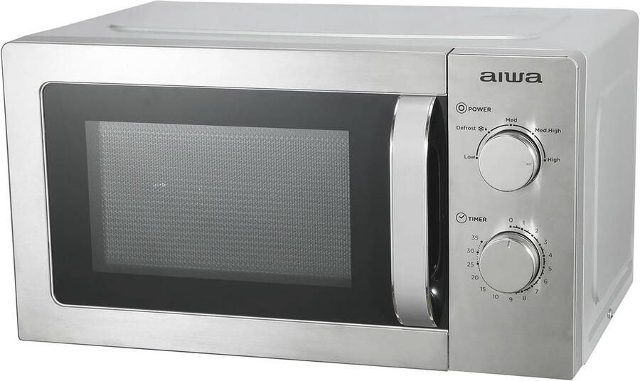 Zilverkleurige Magnetron met 20L Inhoud en Draaiknop 700W Vermogen