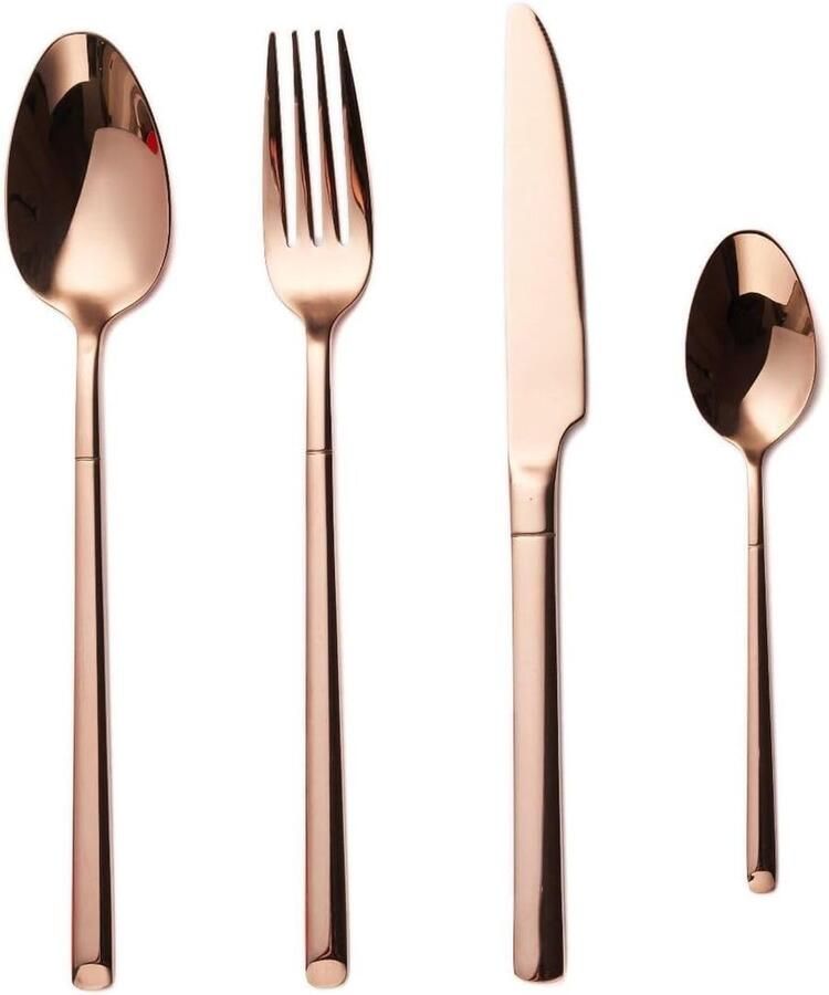 Zilverwerk Bestekset Roestvrijstaal Tafelbestek Dagelijks Dineren Spiegelglans Afwerking Vierdelige Set Goud