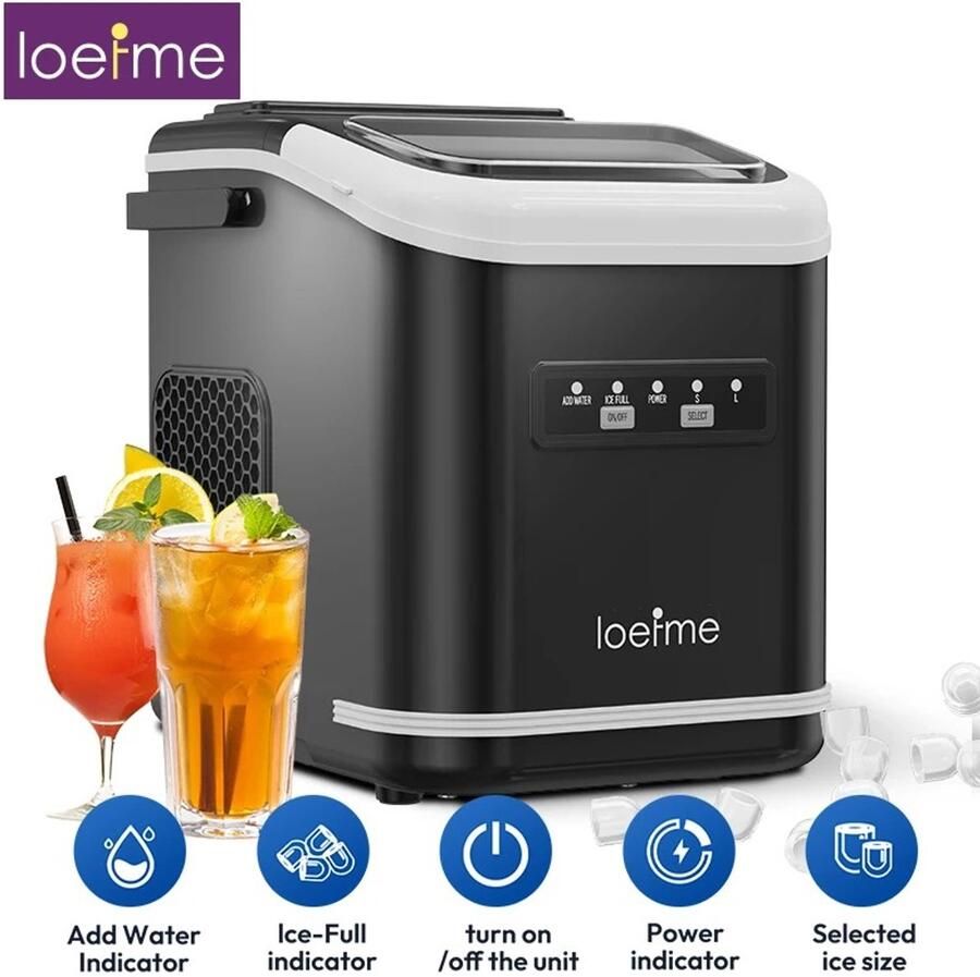 Zimoros Ijsblokjesmachine IJsblokjes Zelfreinigend IJscapaciteit: 12 kg 1 4 liter reservoir IJsschep Laag water signalering Kijkvenster
