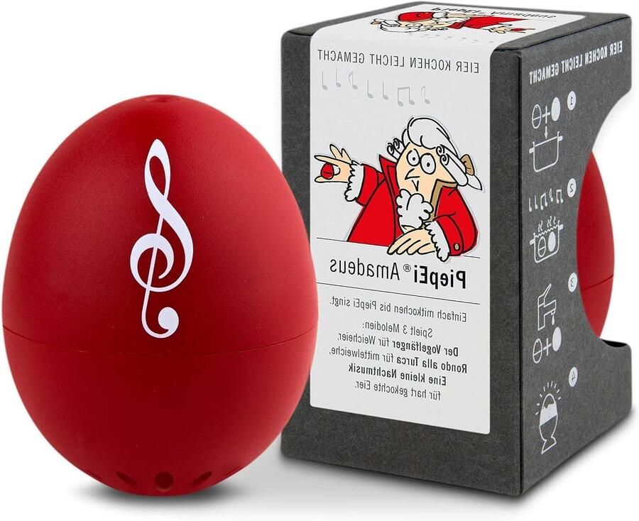 Zingende Eierwekker Kookwekker Ei Perfect Gekookte Eieren Speelt Melodie bij Hardheid 4.5 cm Diameter Rood