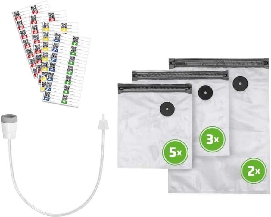 ZIP-zakken & Vacu ZIP-adapterset herbruikbare vacuümzakken 150 µm scheurvast magnetron- en vaatwasmachinebestendig sous-vide geschikt tot 100 °C tot 8 x langer vers