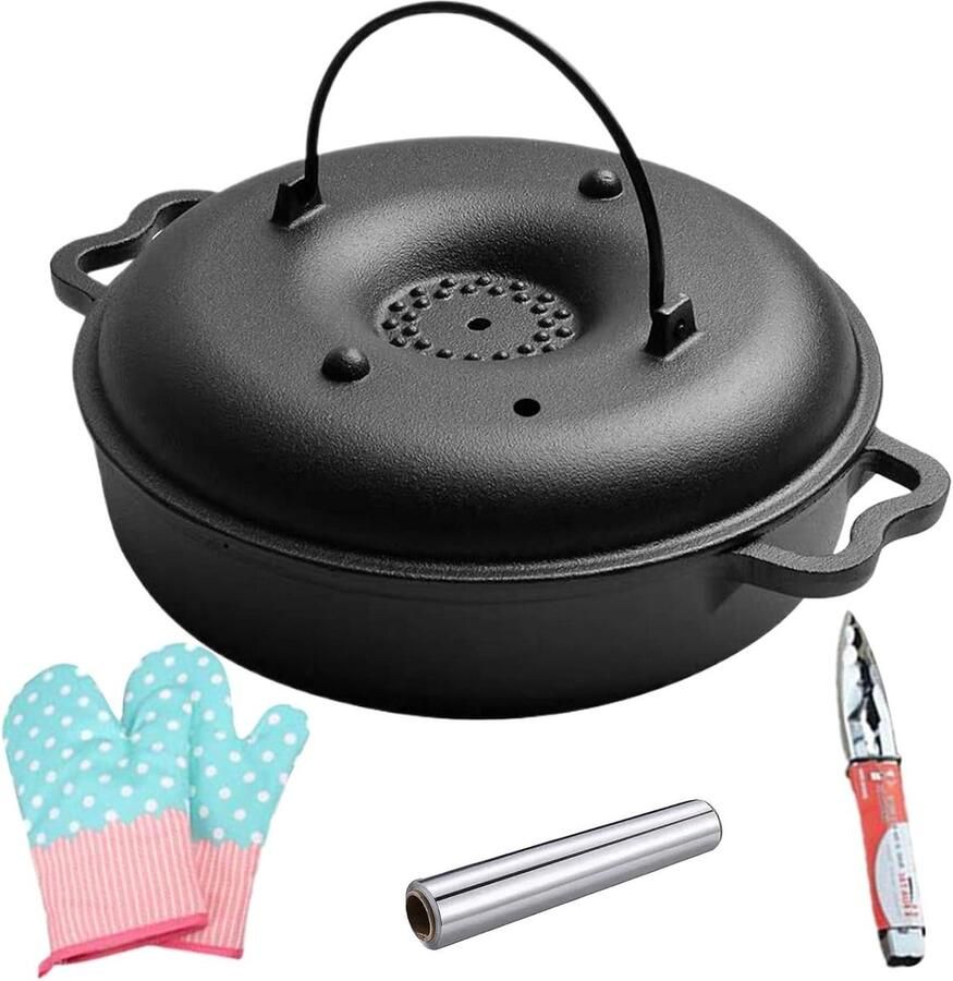 Zoete Aardappel Kookpan IJzeren Braadpan Thuis Keuken Grill Gelijkmatige Warmtegeleiding 30.5 cm Zwart