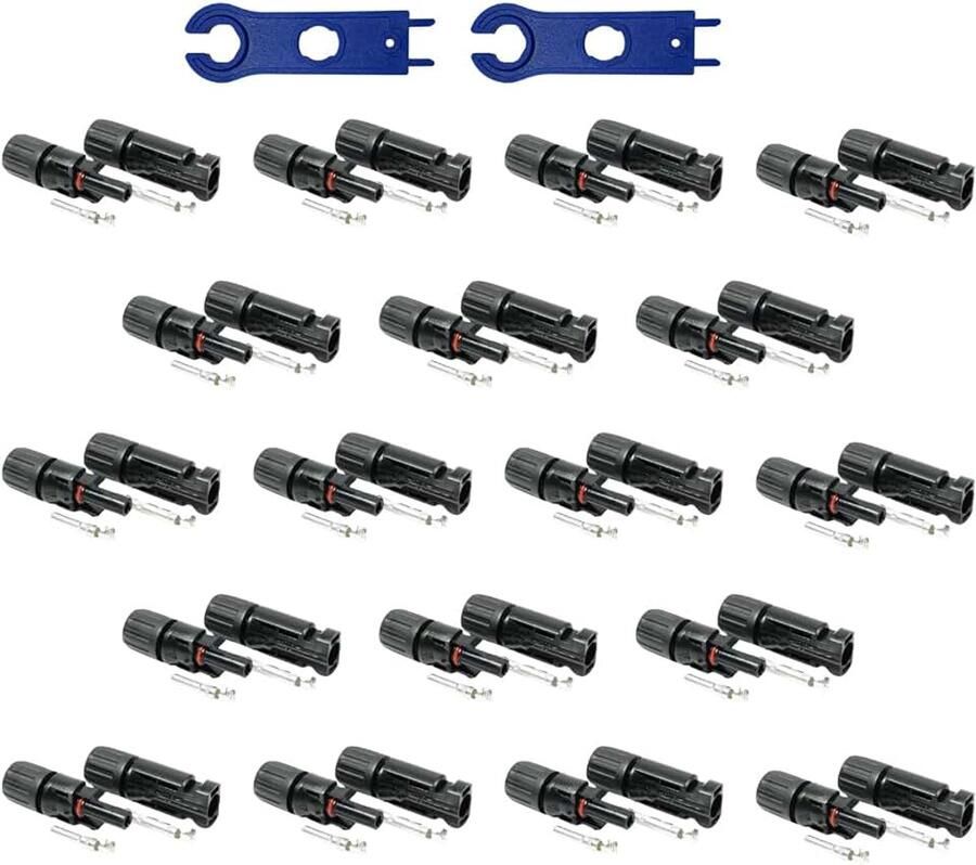 Zonnestekkers 12 paar mannelijk vrouwelijk zonnepaneel-kabelstekkers IP67 waterdicht PV-stekker compatibel met MC4 connector voor 4 mm² 6 mm² zonnekabel met spansleutel op