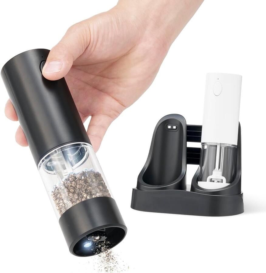 Zout- en pepermolen automatische specerijen met USB-laadstation instelbaar malen en ledlicht bediening met één hand