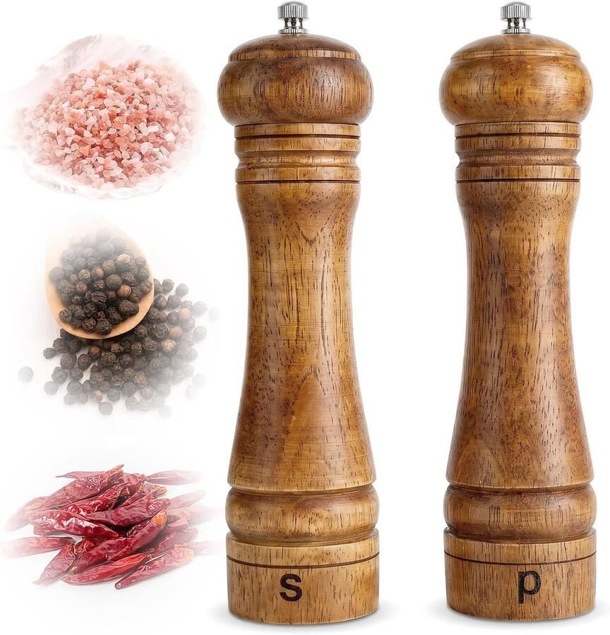 Zout- en pepermolen hout groot (21 5 cm) handmatige pepermolen zoutmolen