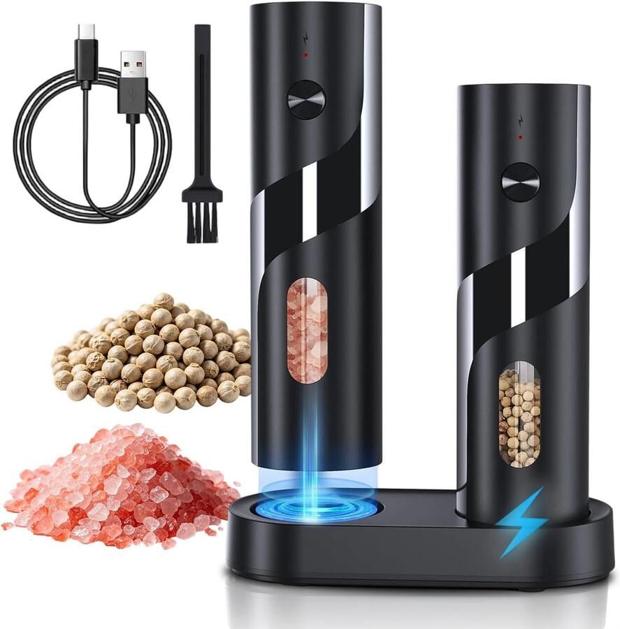 Zout- en pepermolen met USB-oplaadstation inhoud 110 ml