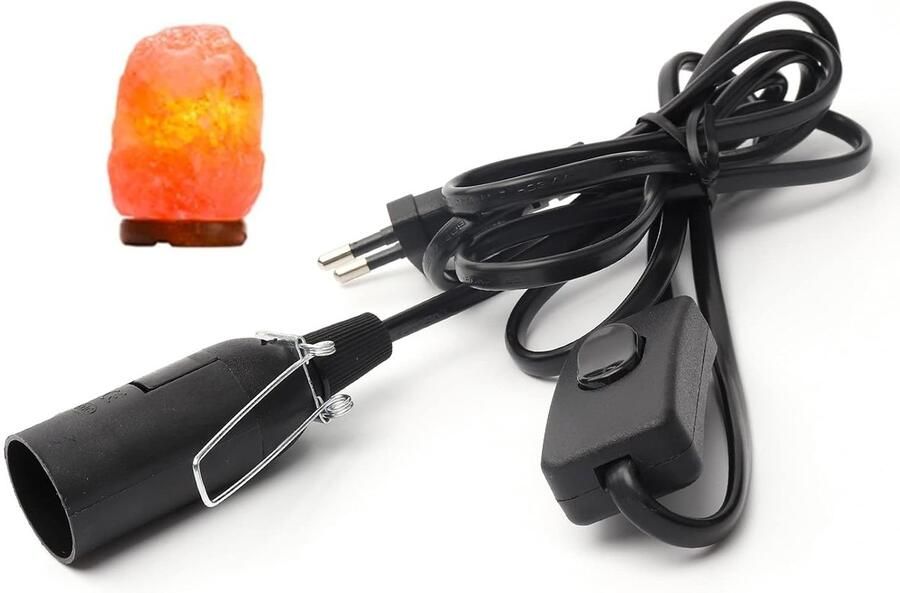 Zoutkabels met schakelaar E14 stekker FR (Europees) 1 8 m isolatie kabel fitting voor zoutlamp zwart