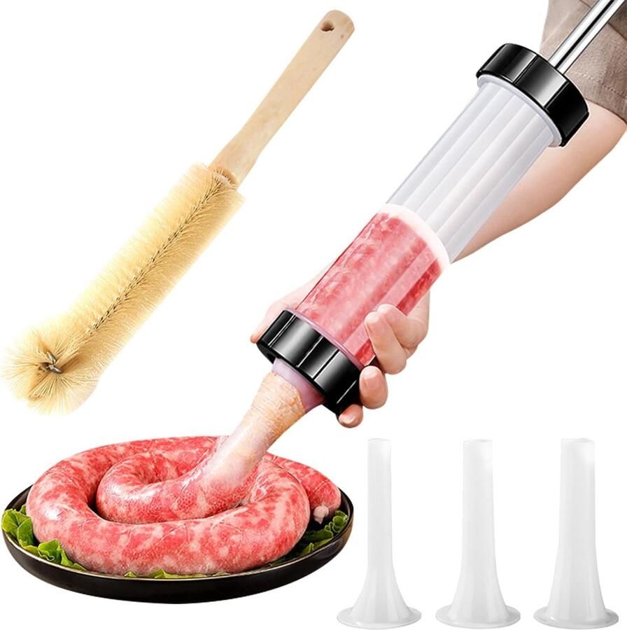 ZSMJAER Worst vulmachine handmatige worst vulmachine met 3 vulbuizen professionele vulbuizen voor zelfgemaakte worst