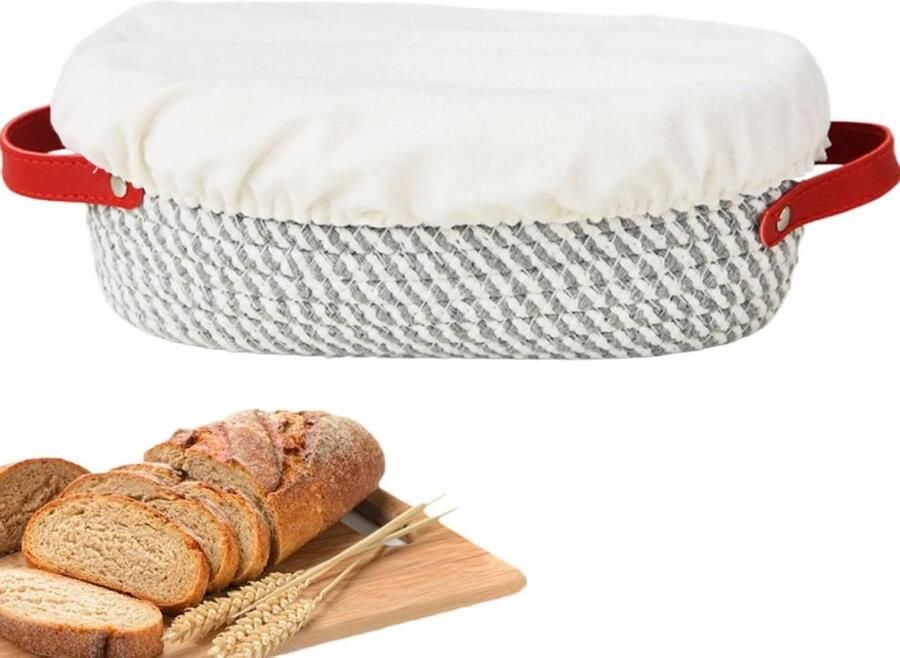 Broodmand Zuurdeeg Rijsmand Bakkerij Ambachtelijk Brood Bakken Met Voering Deksel 28.8 x 26.5 cm Natuurlijk