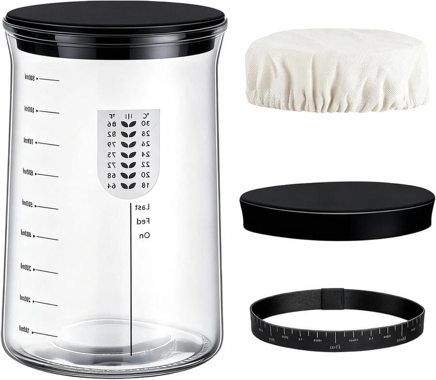 Zuurdeeg Pot Moedergist Container Brood Bakken Zichtbare Gisting 19.6 x 10.6 cm Transparant