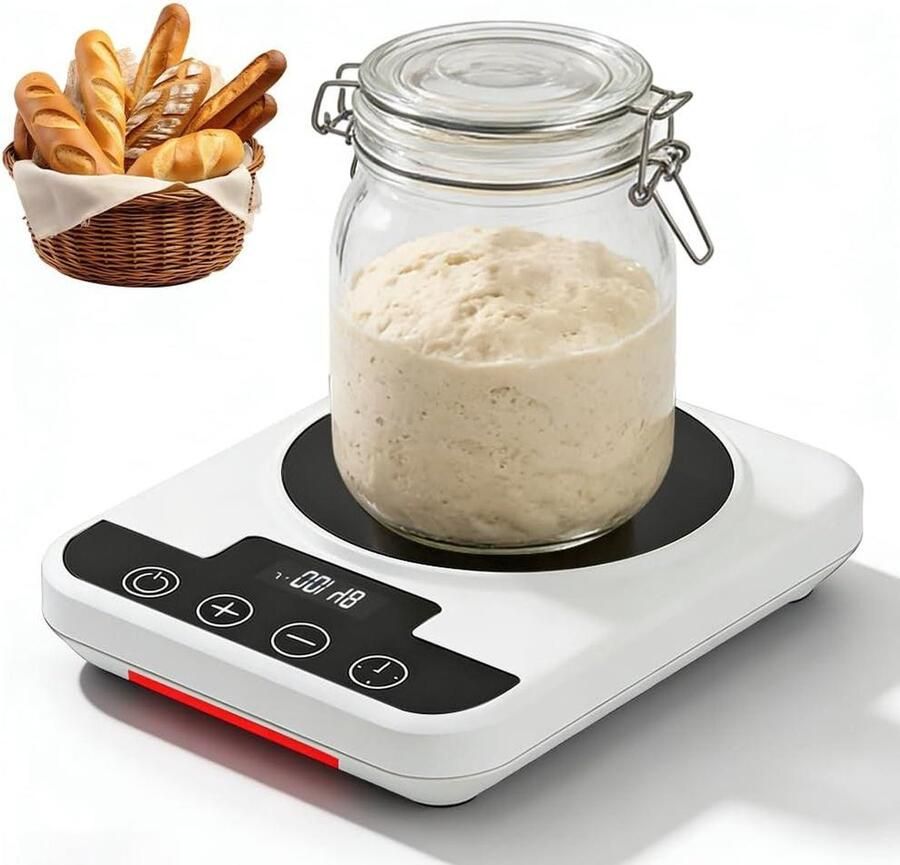 Zuurdeeg Starter Warmer Broodbak Gereedschap Gisting Ondersteunen Nauwkeurige Temperatuurregeling 15.5 x 12.5 cm Wit