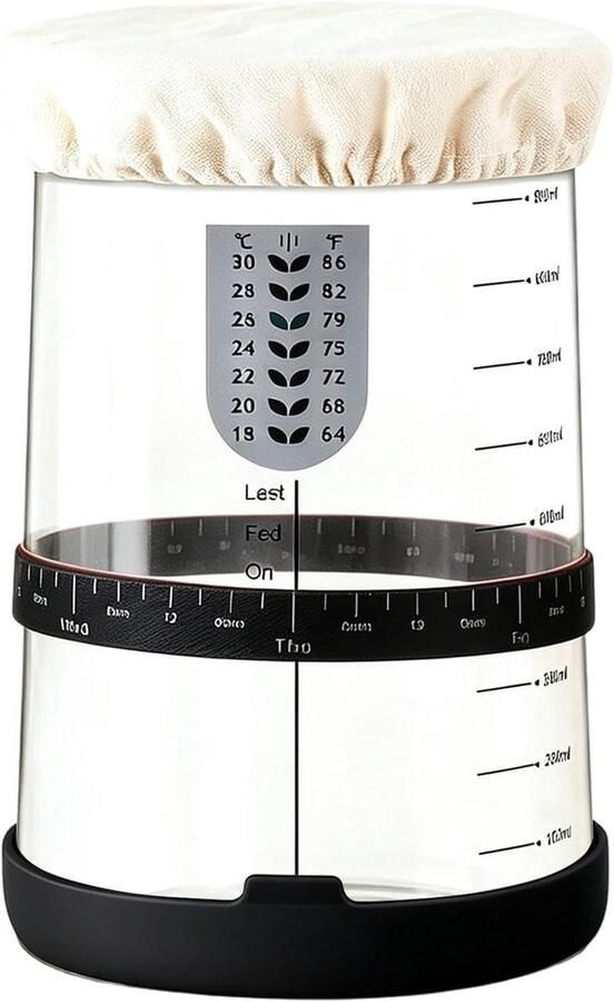 Zuurdeegcontainer Glas Fermentatiepot Starterkit Zelf Brood Bakken Praktische Vooruitgangscontrole 25L x 15B x 4H cm Transparant
