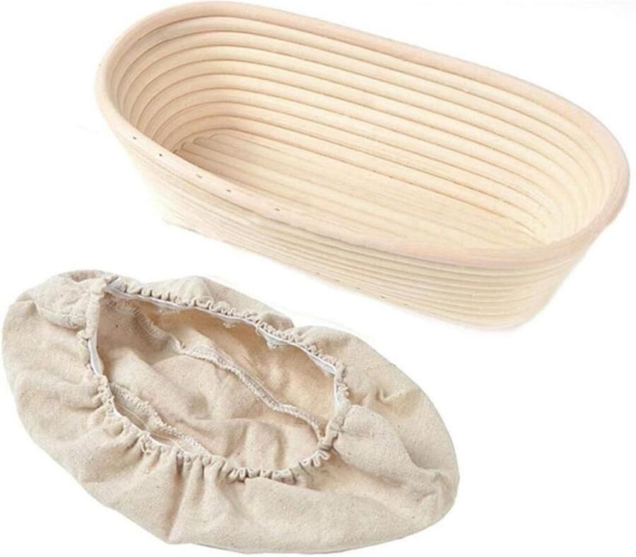 Zuurdesem Bakmand Set Rijsmand Brood Bakken Natuurlijk Rotan Materiaal 25 x 15 x 8.5 cm