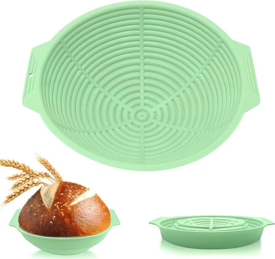 Zuurdesem Mand Brood Rijsmand Brood Bakken Opvouwbaar Ontwerp 25 cm Rond Groen