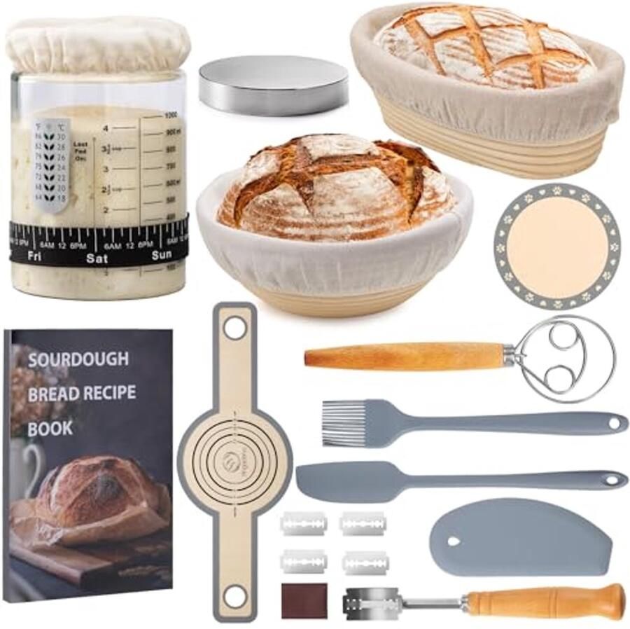 Zuurdesem Starter Kit Brood Bakken Benodigdheden Zuurdesem Brood Bakken Complete Bakset 40oz Pot Natuurlijk