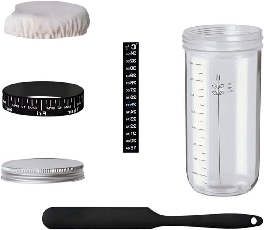 Zuurdesem Starter Kit Brood Bakset Zelf Brood Bakken Glazen Fermentatiepot 1000ml Willekeurige Kleuren