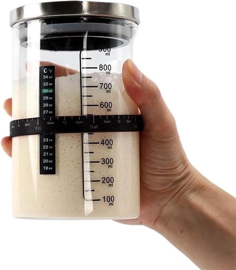 Zuurdesem Starter Pot Bakgerei Set Brood Bakken Brede Opening 900 Ml Transparant