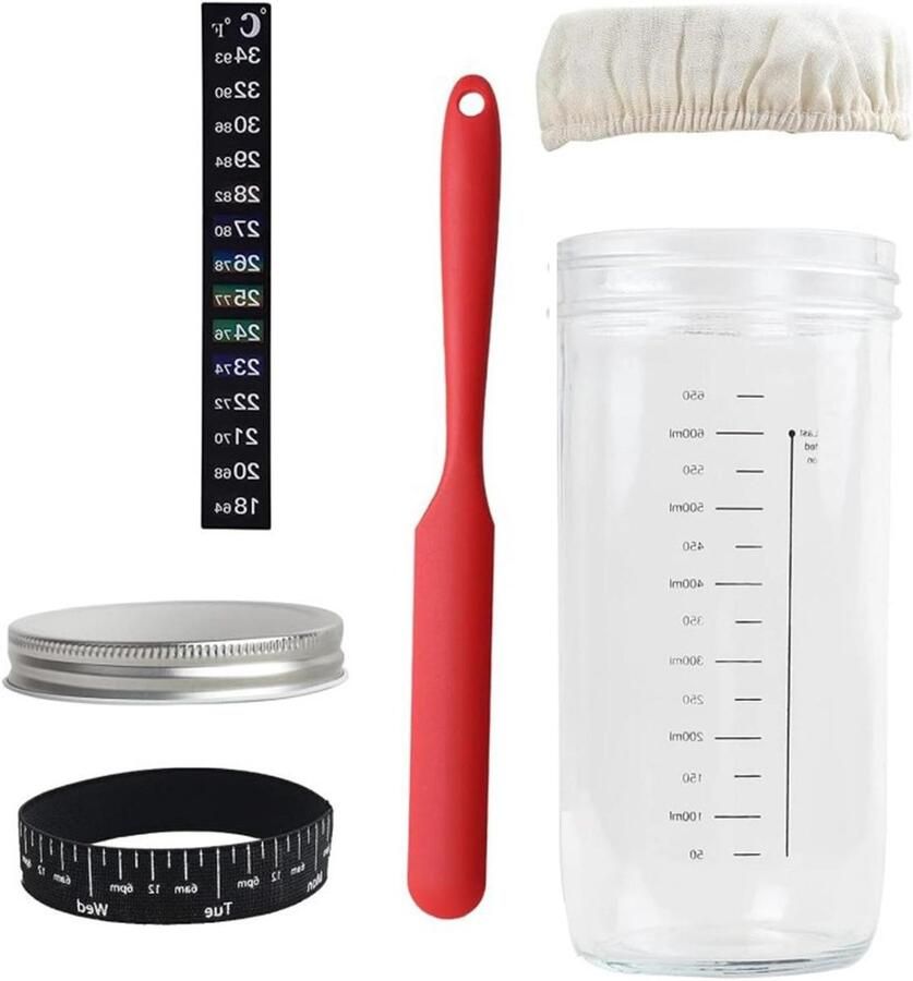 Zuurdesem Starter Pot Brood Bak Set Zelf Brood Maken Glazen Pot Brede Opening