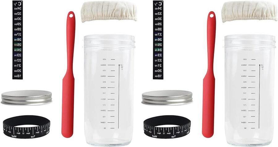 Zuurdesem Starter Pot Brood Maken Kit Zelf Brood Bakken Grote Glazen Pot 17.5 x 8.9 cm