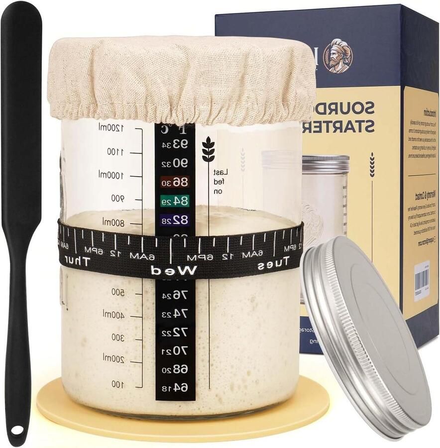 Zuurdesem Starter Pot Brood Starter Kit Zelf Brood Bakken Met Datum Markering 1400 ml Transparant