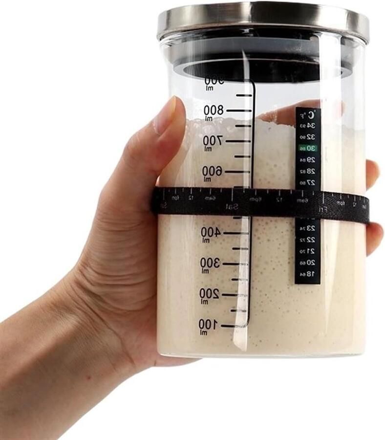 Zuurdesem Starter Pot Broodbak Starter Kit Zelf Brood Bakken Brede Opening Glas 900 ml Transparant