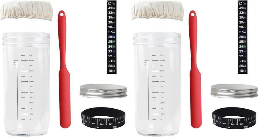 Zuurdesem Starter Pot Glazen Bak Set Brood Bakken Met Thermometer 2 Sets Transparant