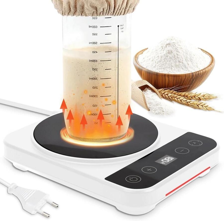 Zuurdesem Starter Warmer Brood Starter Set Brood Bakken Nauwkeurige Temperatuurregeling 15 x 11.4 cm Wit