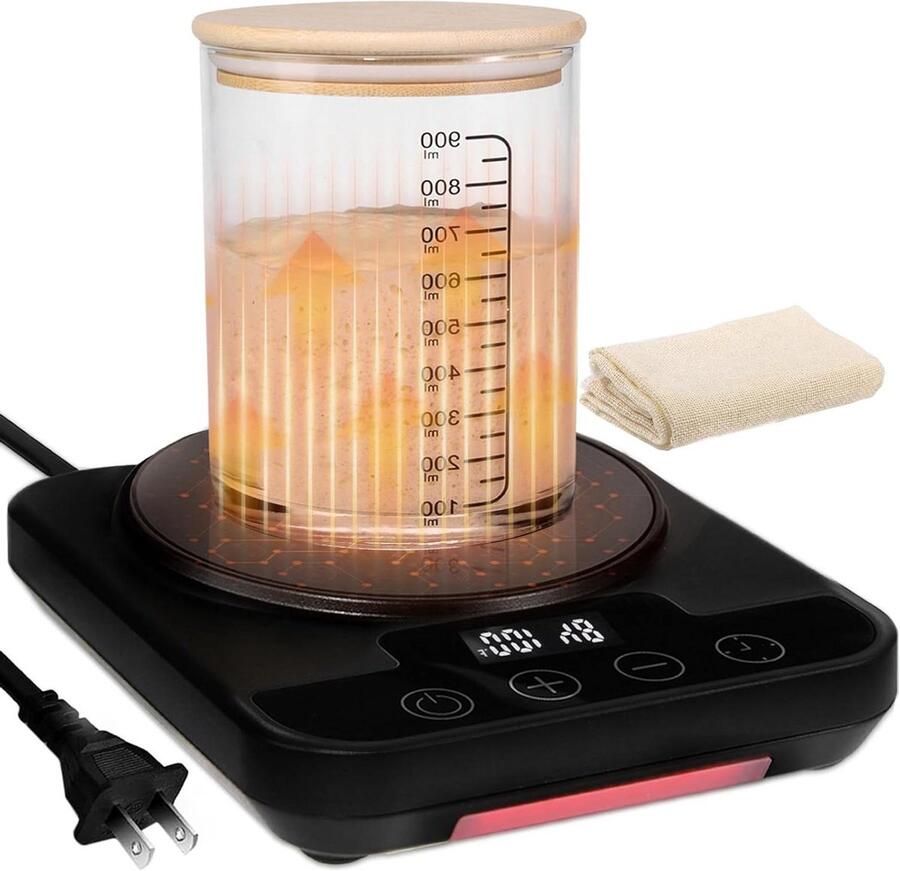 Zuurdesem Starter Warmer Brood Starter Verwarmer Thuis Bakken Intelligent Aan Uit 1.2 Liter Pot Zwart