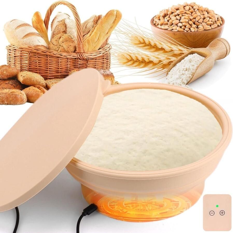 Zuurdesem Starter Warmer Deeg Proofer Mand Brood Bakken Verstelbare Temperatuur 23.5 x 9.5 cm Grijs