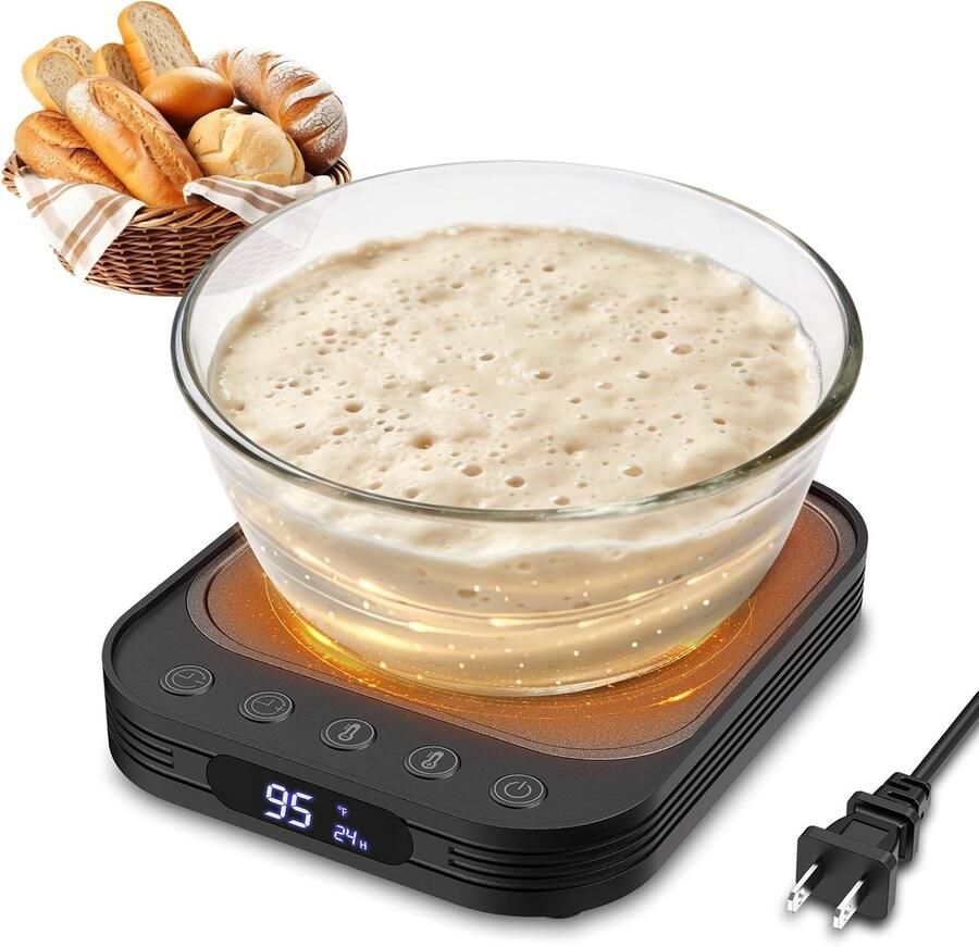 Zuurdesem Starter Warmer Verwarmingsmat Bakken Constante Temperatuur Nauwkeurige Controle 24H Timer Zwart