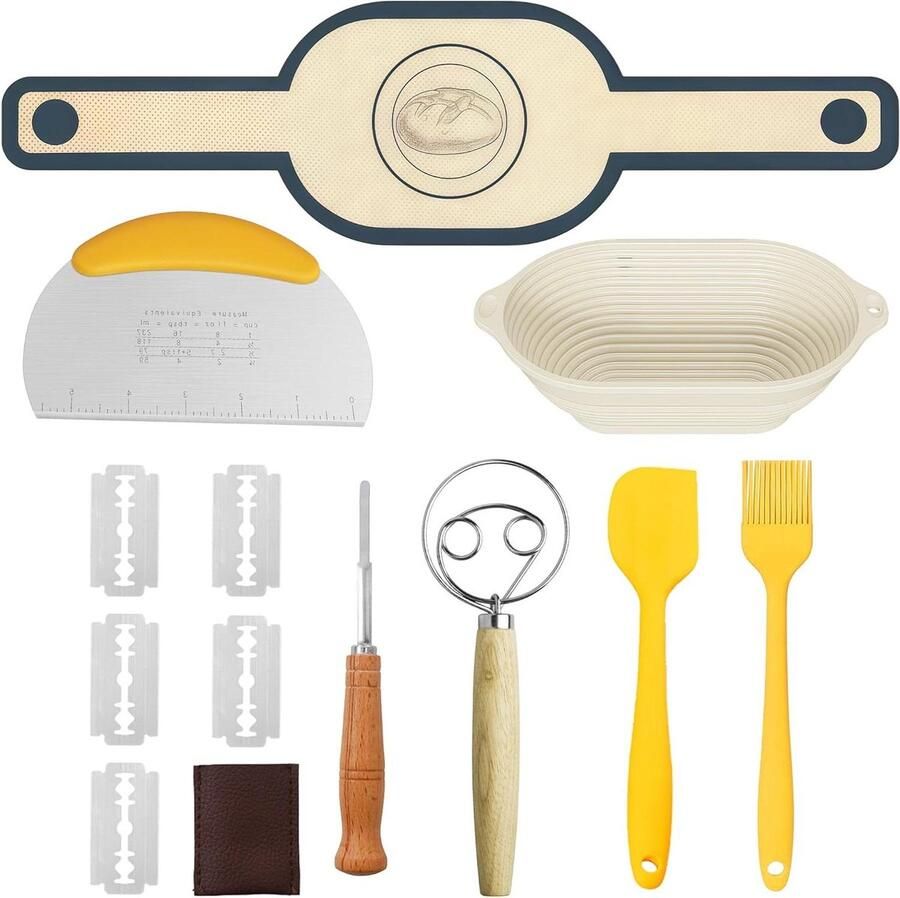 Zuurdesem Starterset Broodbakset Compleet Brood Bakken Complete Set Inclusief 11 Inch Ovaal Beige