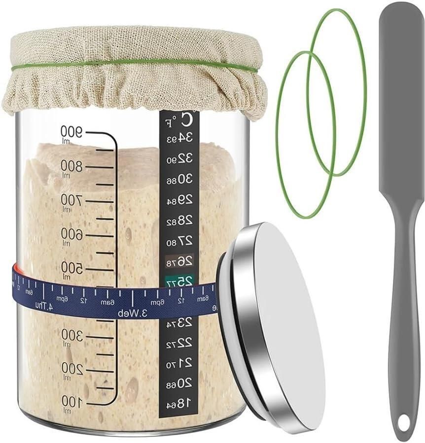 Zuurdesem Startset Gist Pot Brood Bakken Met Datum Tracker 900 Ml Transparant