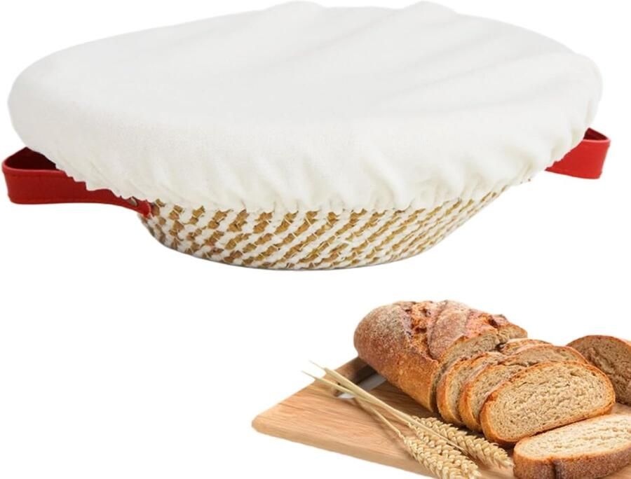 Zuurdesemmand Set Gistingskom Brood Bakken Thuis Inclusief Voering Deksel Rond 23cm Ovaal 26cm Natuurlijk Katoen