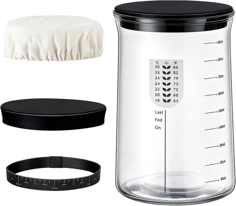 Zuurdesempot Starter Bakken Brood Fermenteren Zichtbare Gisting 25L x 15B cm Transparant