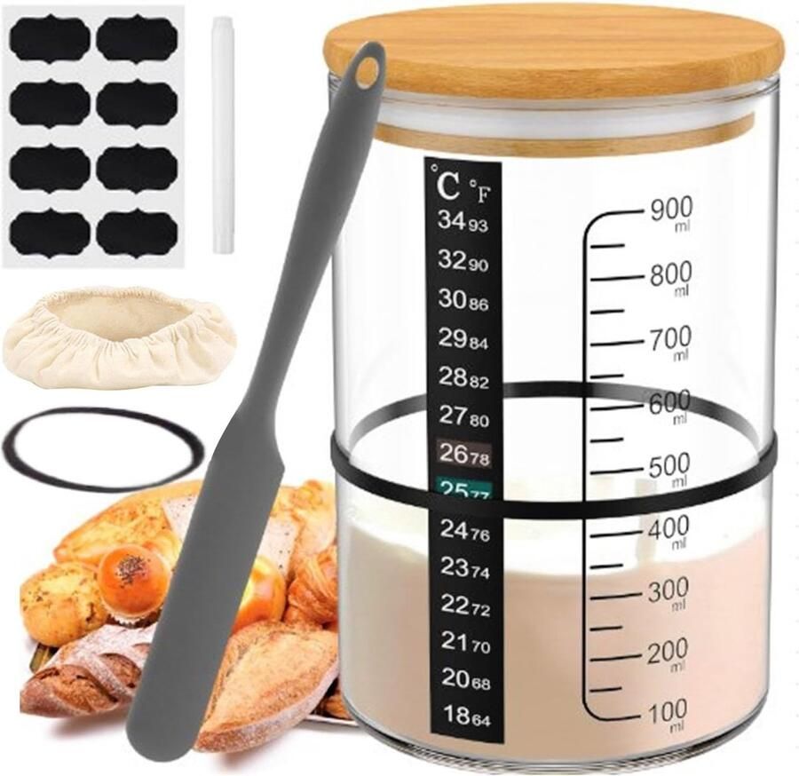 Zuurdesempot Yoghurtmaker Gistingscontainer Starterpot Thuis Bakken Fermenteren Luchtdicht Transparant Ontwerp 21 x 14 x 11 cm