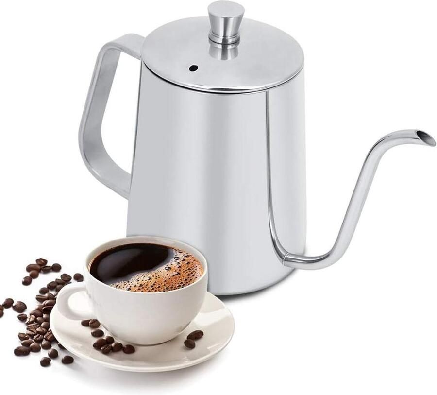 Zwanenhals Ketel Koffie Ketel Thee Ketel Nauwkeurig Koffie Zetten Precisie Schenktuit 550 ml Zilver