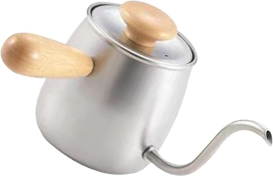 Zwanenhals Ketel Koffieketel Theepot Koffie en Thee Zetten Smalle Uitloop 350 ml Zilverkleurig