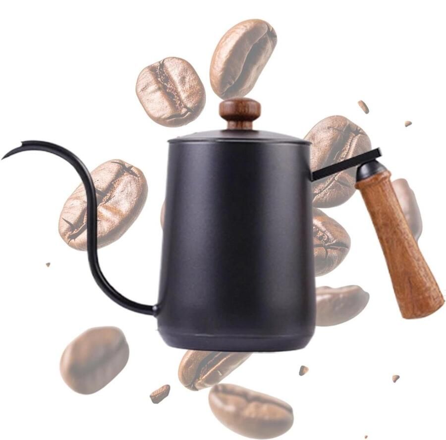 Zwanenhals Theeketel Giet Over Waterkoker Koffie Bereiden Nauwkeurige Waterverdeling 600 ml Zilver
