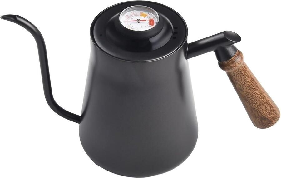 Zwanenhals waterkoker Koffie kan Handmatig koffie zetten Met ingebouwde thermometer 650 ml Zwart