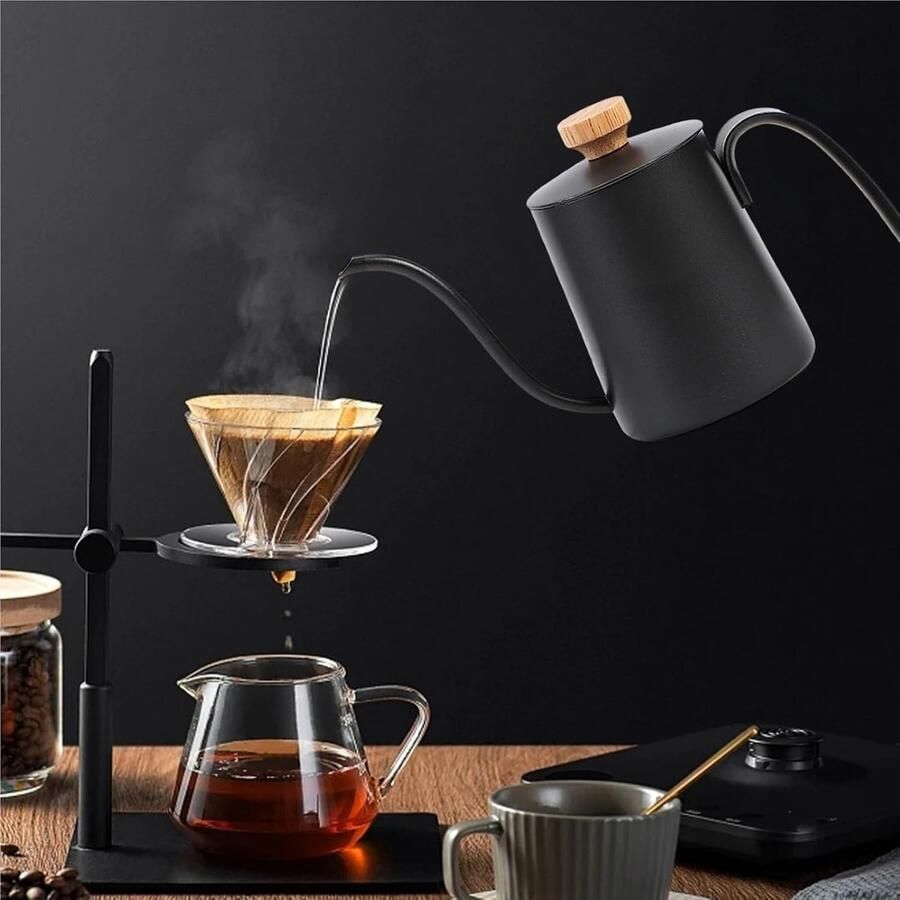 Zwanenhals waterkoker Koffieketel druppel Koffie zetten thuis Lange smalle tuit 350 ml Roze