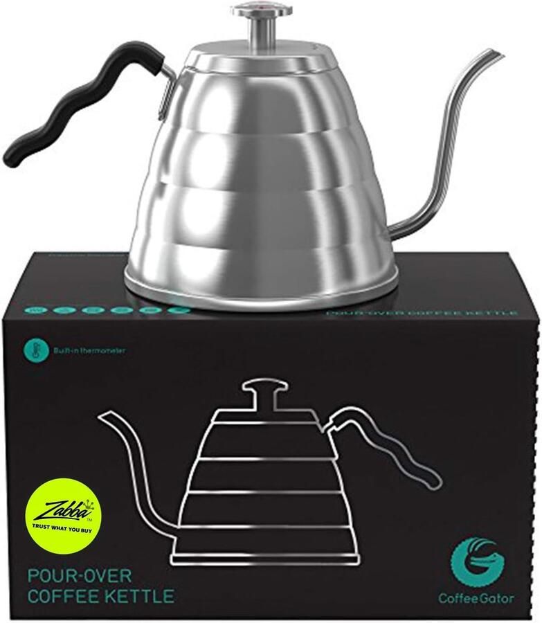Zwanenhals waterkoker Koffieketel Perfecte koffie zetten Geïntegreerde thermometer 1 Liter Roestvrij staal