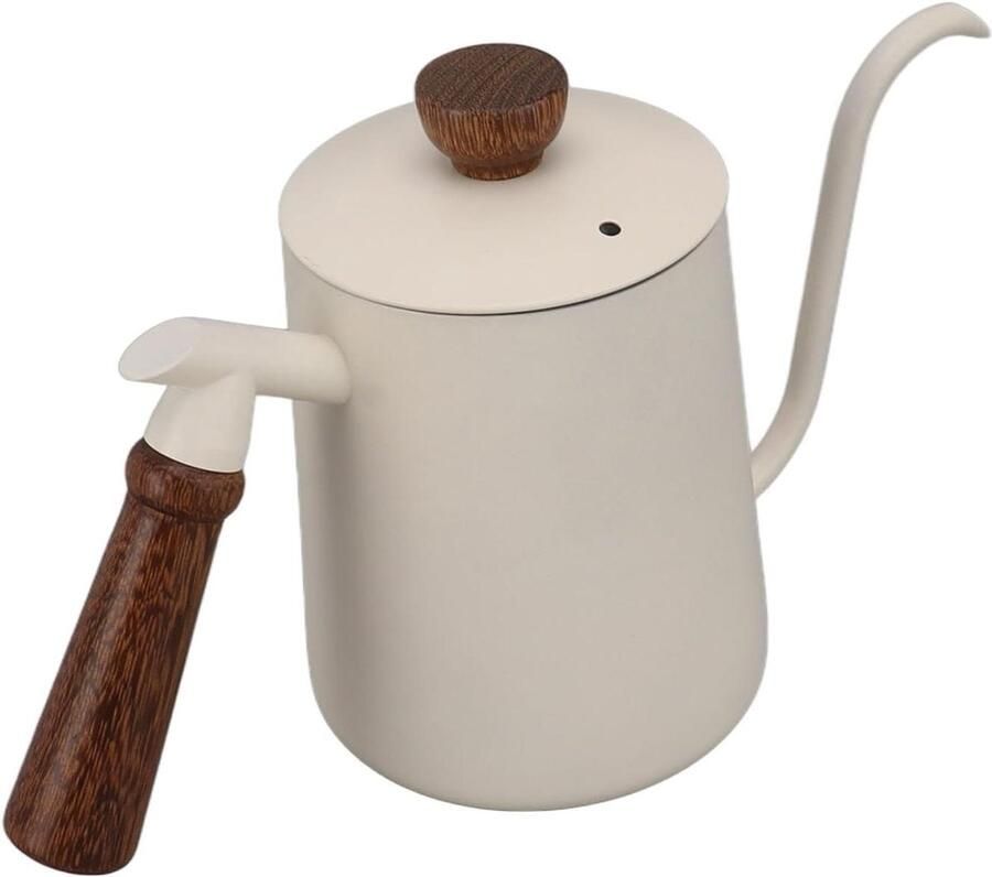Zwanenhals Waterkoker Koffieketel Theemaker Handmatig Koffie Zetten Nauwkeurige Watercontrole 600 ml Wit