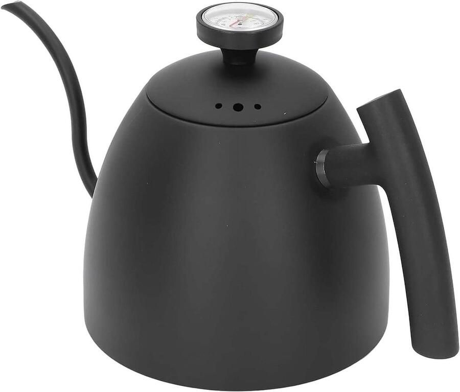 Zwanenhals Waterkoker Koffieketel Theepot Koffie Thee Zetten Ingebouwde Thermometer 1.5 Liter Zwart