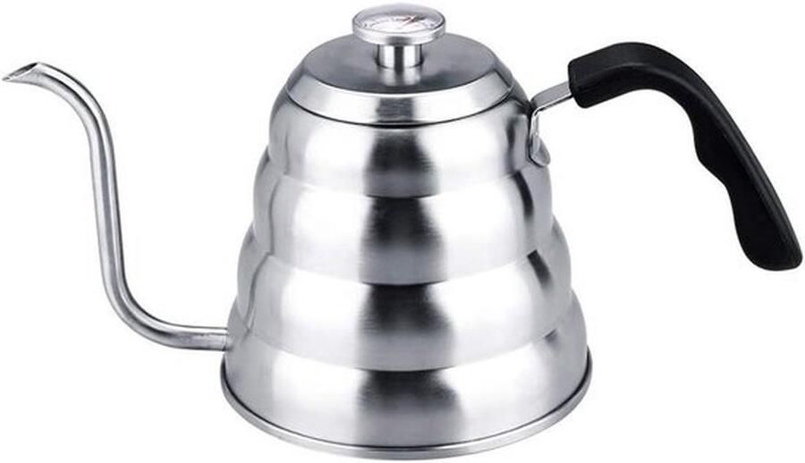 Zwanenhals Waterkoker Koffieketel Theepot Koffie Zetten Ingebouwde Thermometer 1.2 Liter Roestvrij Staal