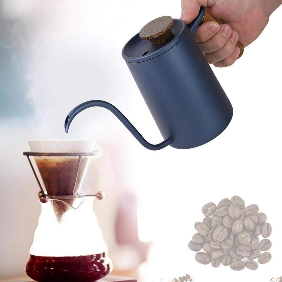 Zwanenhals Waterkoker Koffiepot Theeketel Druppelen Koffie Thee Lange Smalle Uitloop 600 ml Capaciteit Blauw