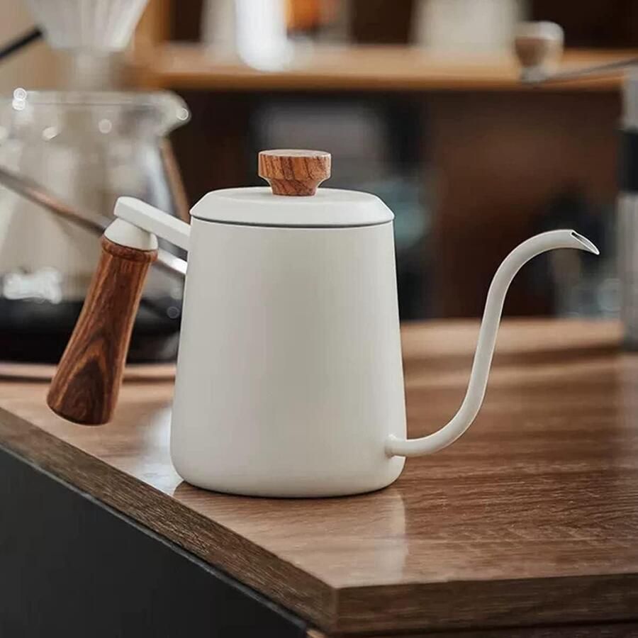Zwanenhals Waterkoker Koffiepot Theepot Perfect Brouwen Precisie Gieten Tuit 350ml of 600ml Zilverkleurig